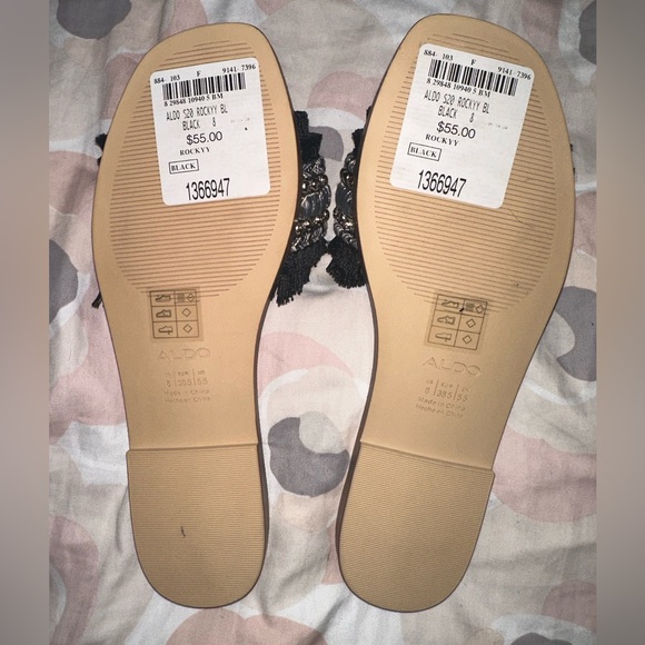 Aldo Black Rockyy flat slides - Picture 3 of 3